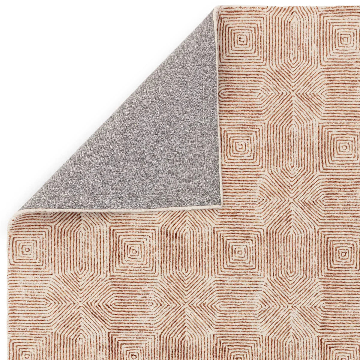 Asiatic Camden Terracotta Designer Rug featuring geometric square-line pattern in terracotta on cream background