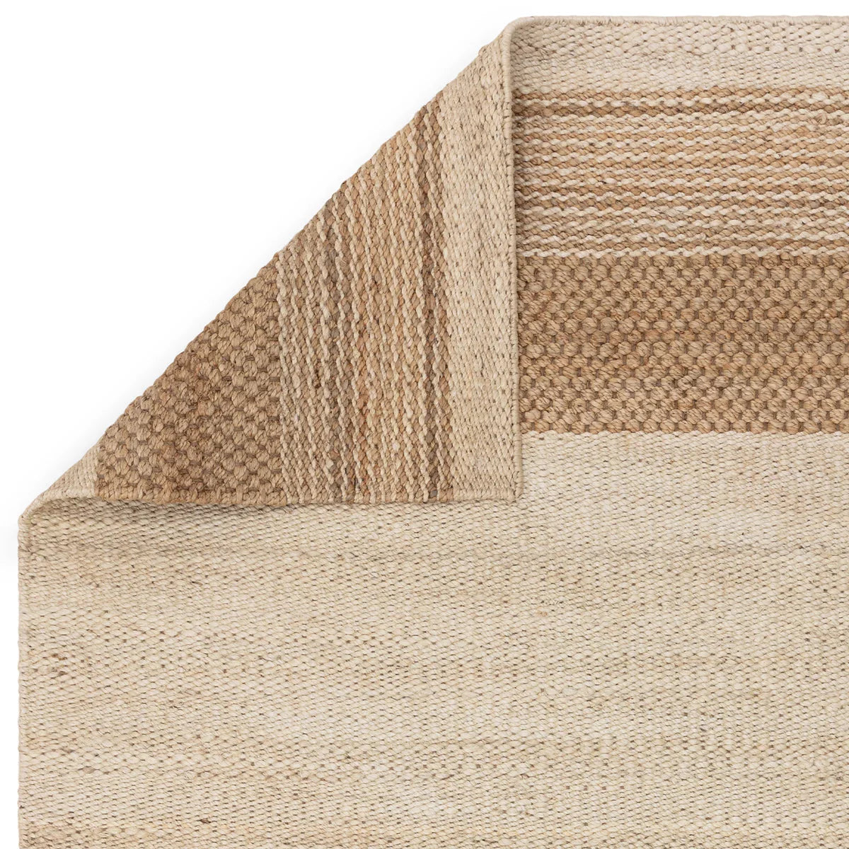 Asiatic Cedar Bleach Natural Designer Rug striped weave in cream, beige, tan on beige background, handwoven wool