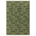 Asiatic Dotty Green Rug featuring polka dot pattern in olive, sage, moss, muted blue on green background, hand-tufted wool