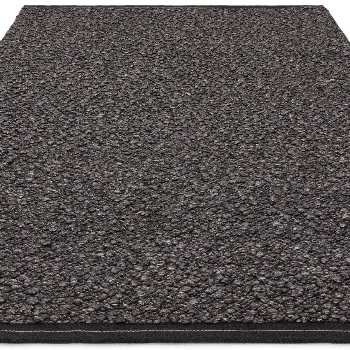 Asiatic Elm Charcoal Designer Rug featuring textured loop-pile in charcoal and dark grey on charcoal background, hand-tufted wool