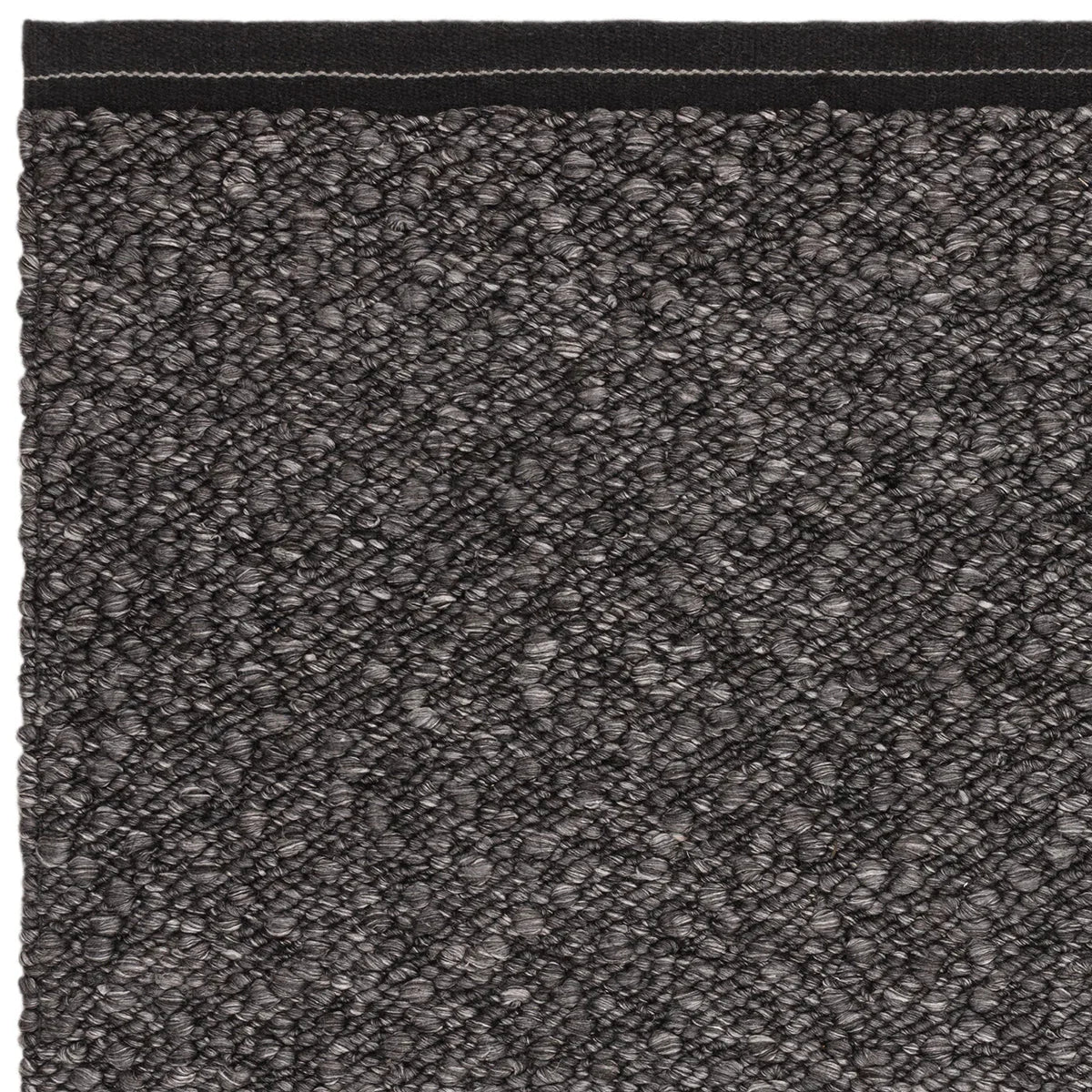Asiatic Elm Charcoal Designer Rug featuring textured loop-pile in charcoal and greys on dark background, machine-made wool