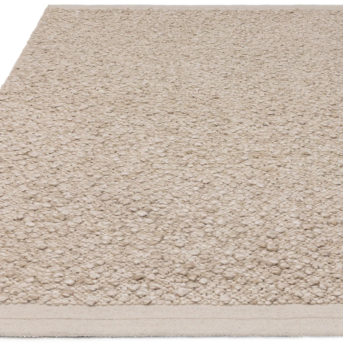 Asiatic Elm Taupe Designer Rug featuring shaggy looped pile in taupe and beige on light taupe background, hand-tufted wool