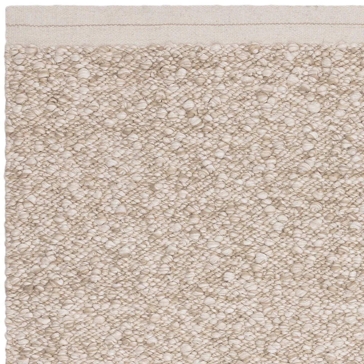 Asiatic Elm Taupe Designer Rug featuring pebble-textured loop pattern in cream and taupe on pale taupe background, hand-tufted wool