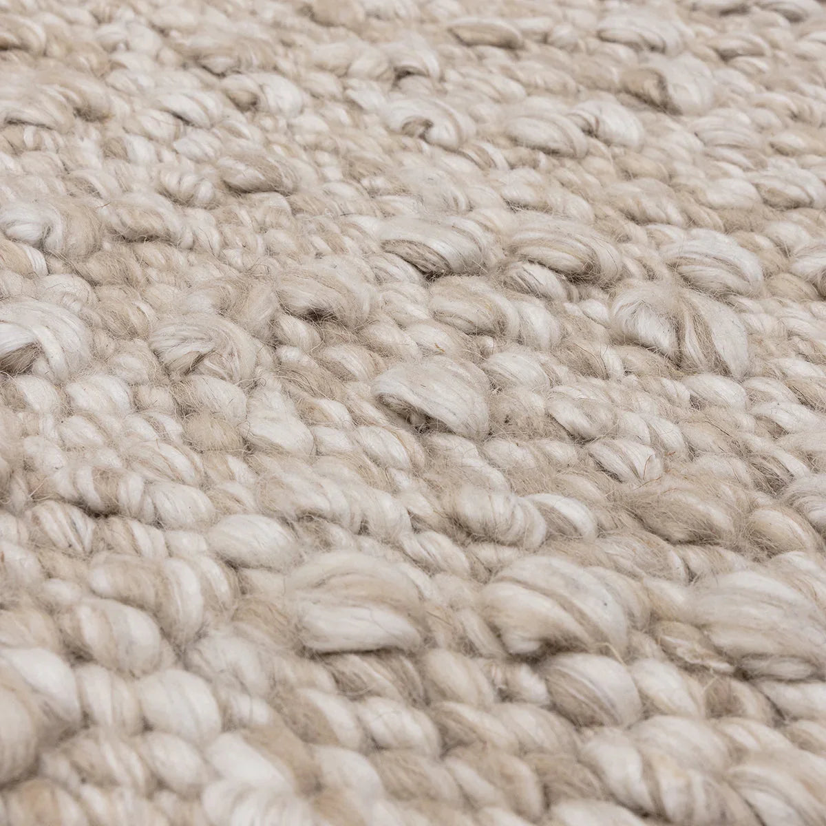 Asiatic Elm Taupe Designer Rug featuring chunky boucle loop pattern in taupe and cream on beige background, hand-tufted wool