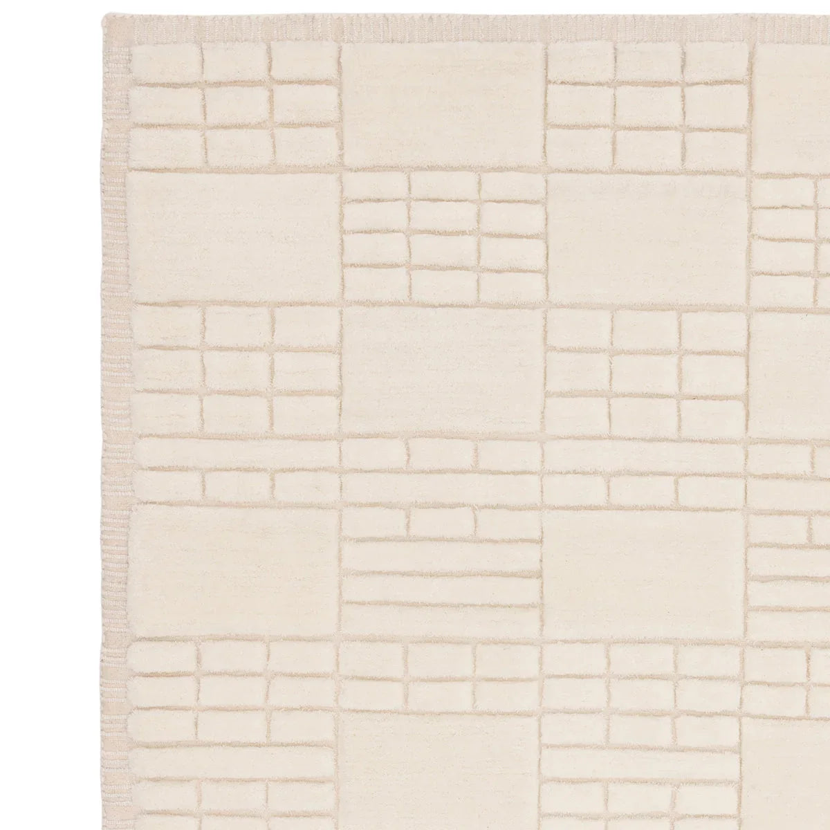 Asiatic Empire Cream Neutral Rug featuring geometric patchwork grid in cream tones on cream background, hand-tufted wool