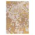 Asiatic Enigma Gold Designer Rug featuring geometric triangle pattern in cream, beige, mustard and gold on warm beige background, hand-tufted wool