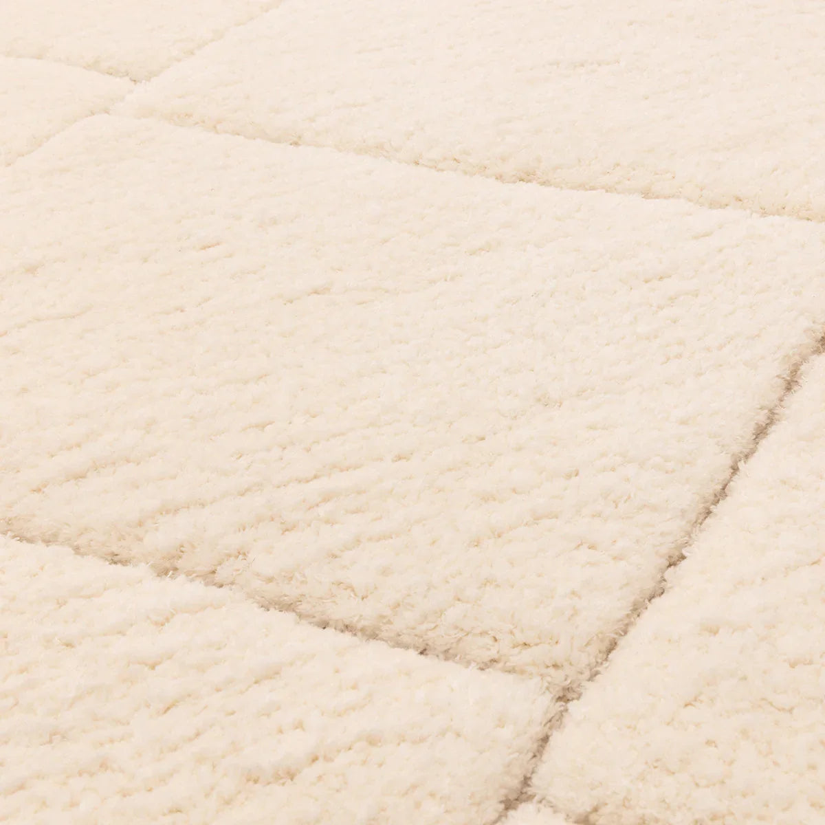 Asiatic Fes 01 Designer Rug featuring geometric patchwork in ivory, cream and beige on cream background, hand-tufted wool