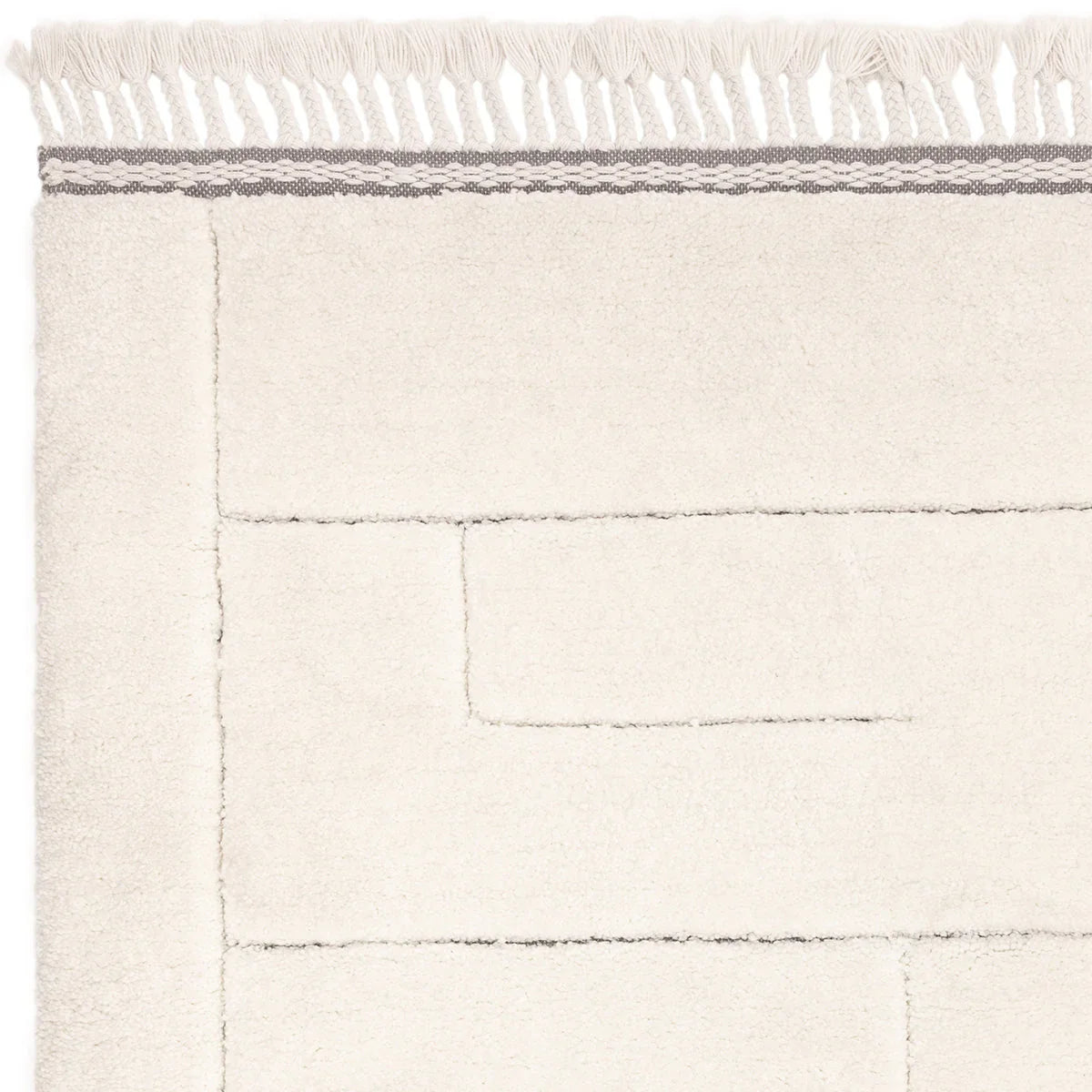Asiatic Fes 02 Designer Rug featuring geometric patchwork blocks in ivory and cream on light ivory background, hand-tufted wool