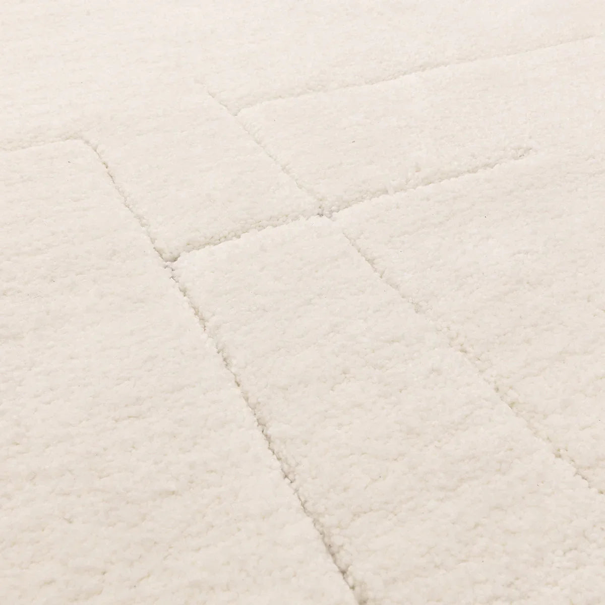 Asiatic Fes 02 Designer Rug featuring quilted geometric patchwork in ivory and cream on cream background, hand-tufted wool