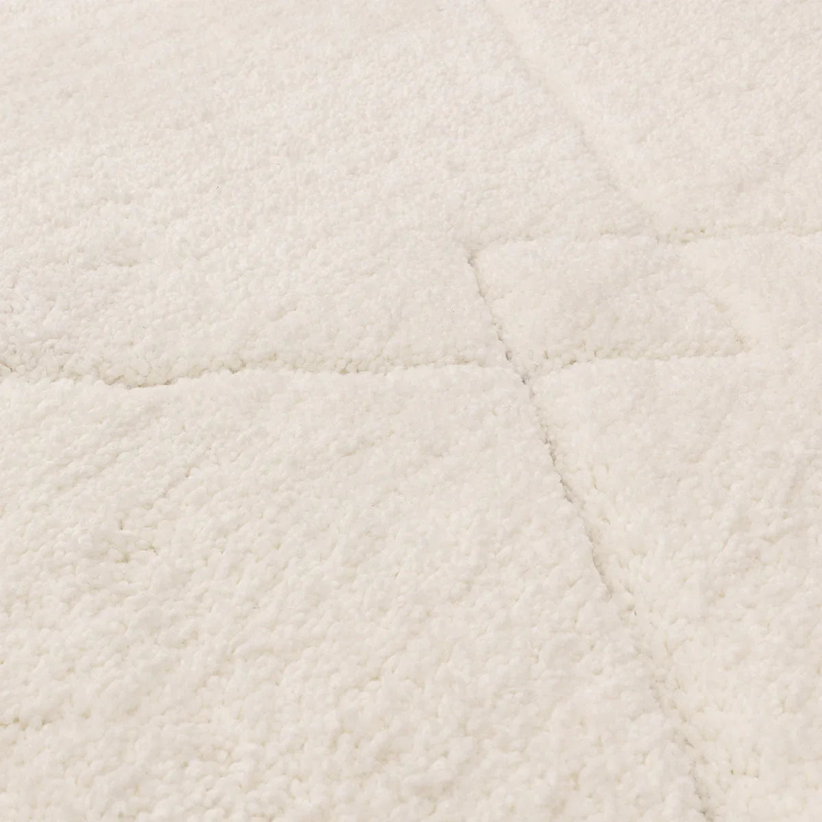 Asiatic Fes 03 Designer Rug featuring quilted patchwork pattern in ivory and cream on ivory background, hand-tufted wool