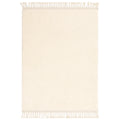 Beige rug with white fringe on a white background