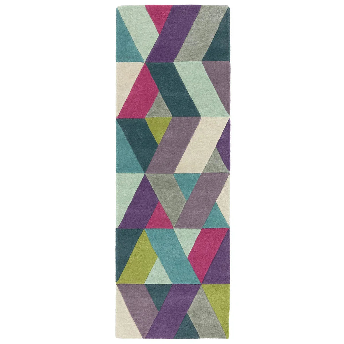 Asiatic Funk Chevron Blue Green runner rug styled in a living room