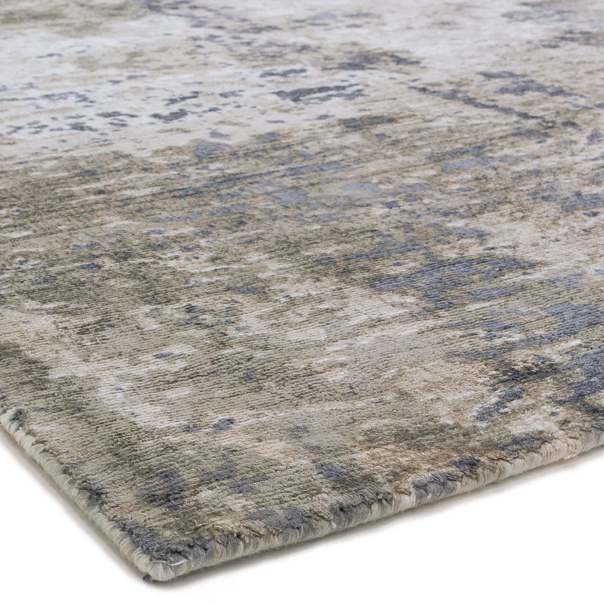 Asiatic Gatsby Cloud Designer Rug featuring cloud pattern in beige, taupe, pale blue and ivory on cream background, hand-tufted wool