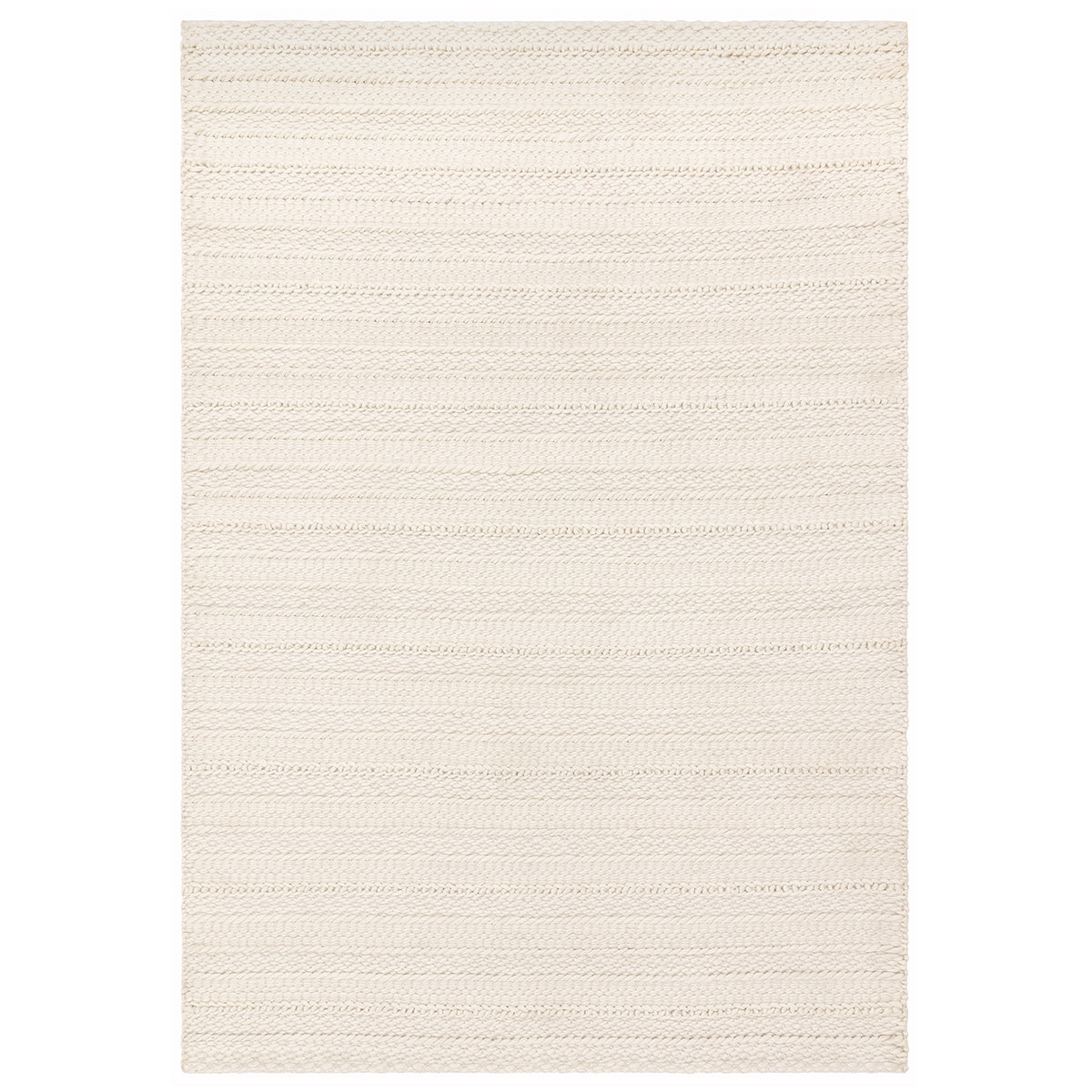 Beige rug with a subtle pattern on a white background