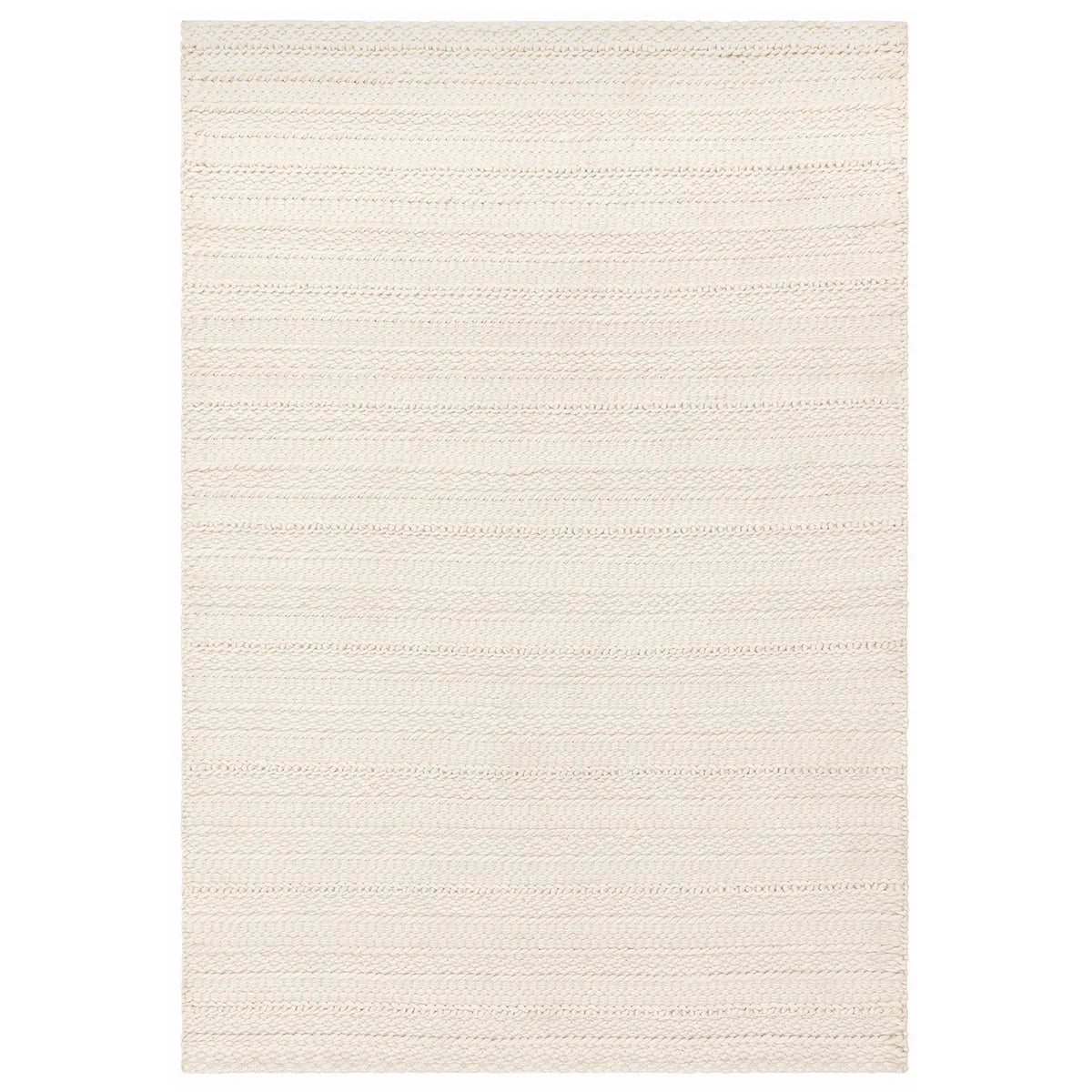 Beige rug with a subtle pattern on a white background