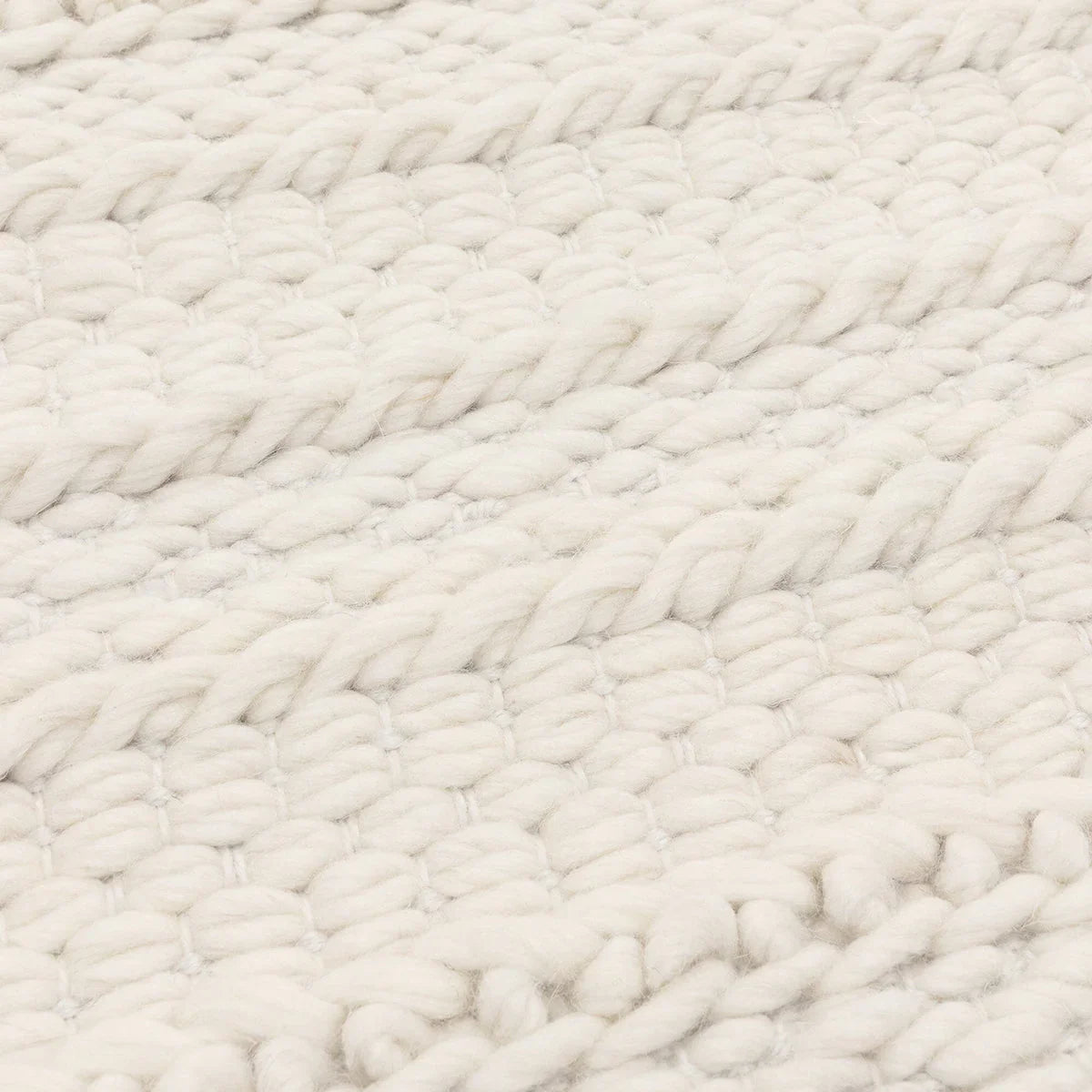 Asiatic Grayson Cream Designer Rug featuring chunky knit pattern in cream and ivory on cream background, hand-loomed wool