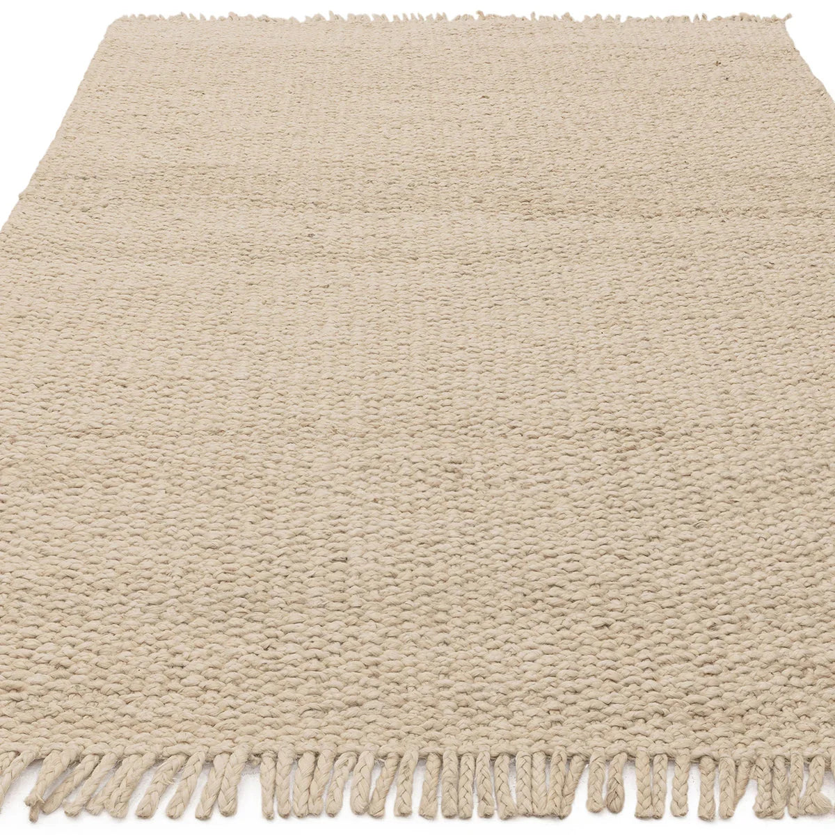 Asiatic Grove Sand Designer Rug featuring textured woven pattern in sand beige on ivory background, hand-tufted wool