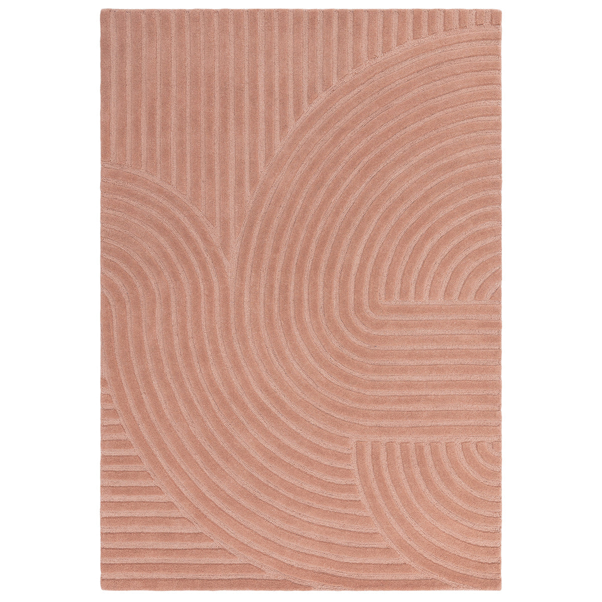 Pink rug with wavy pattern on a white background