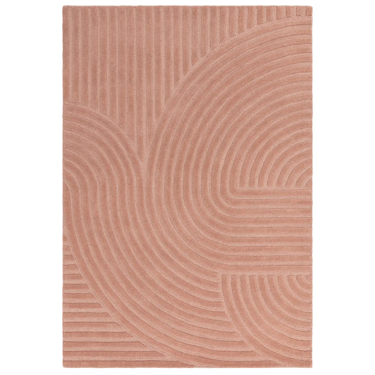 Pink rug with wavy pattern on a white background