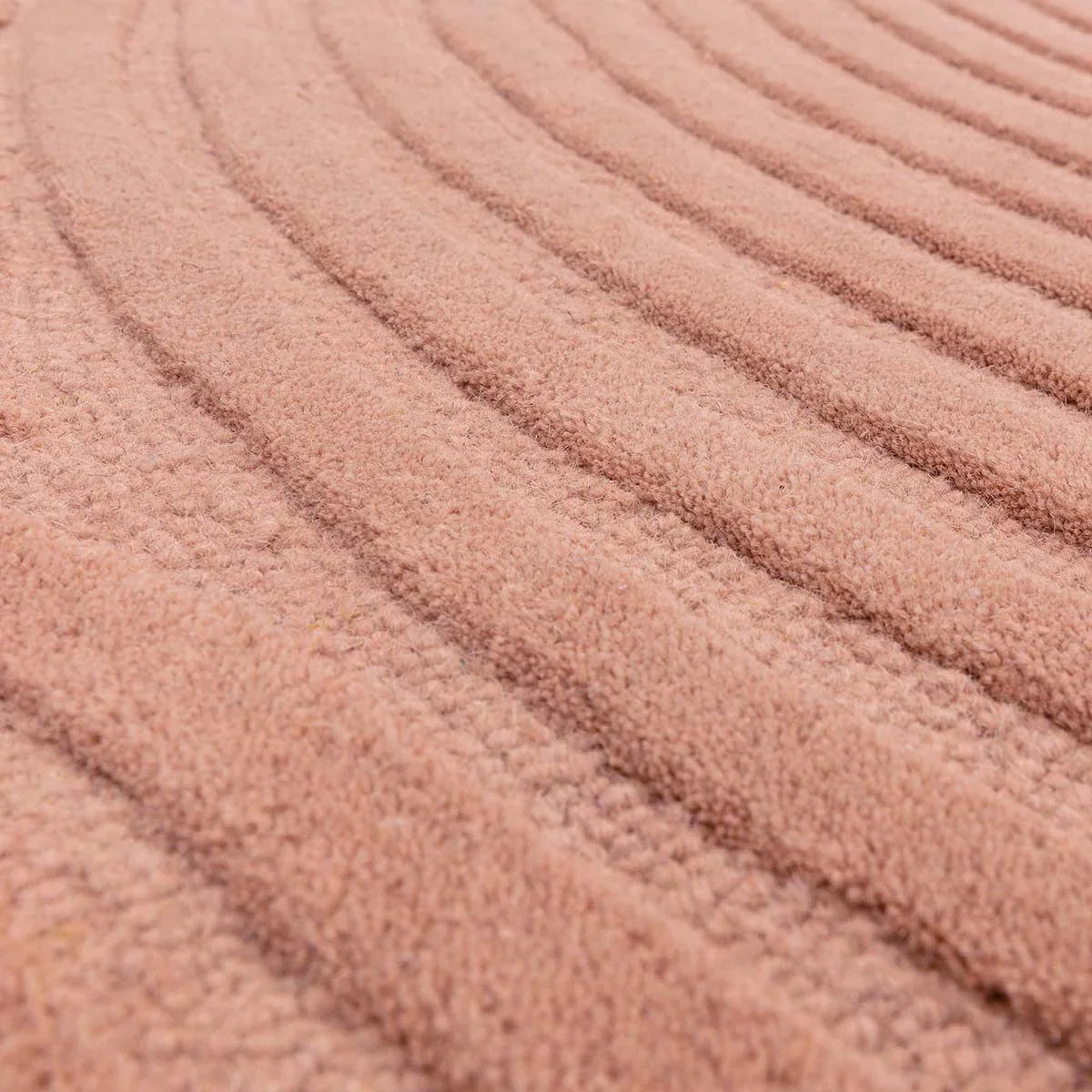 Asiatic Hague Blush Designer Rug featuring ribbed stripe in blush pink on soft blush background, hand-tufted wool