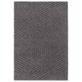 Gray geometric patterned rug on a white background