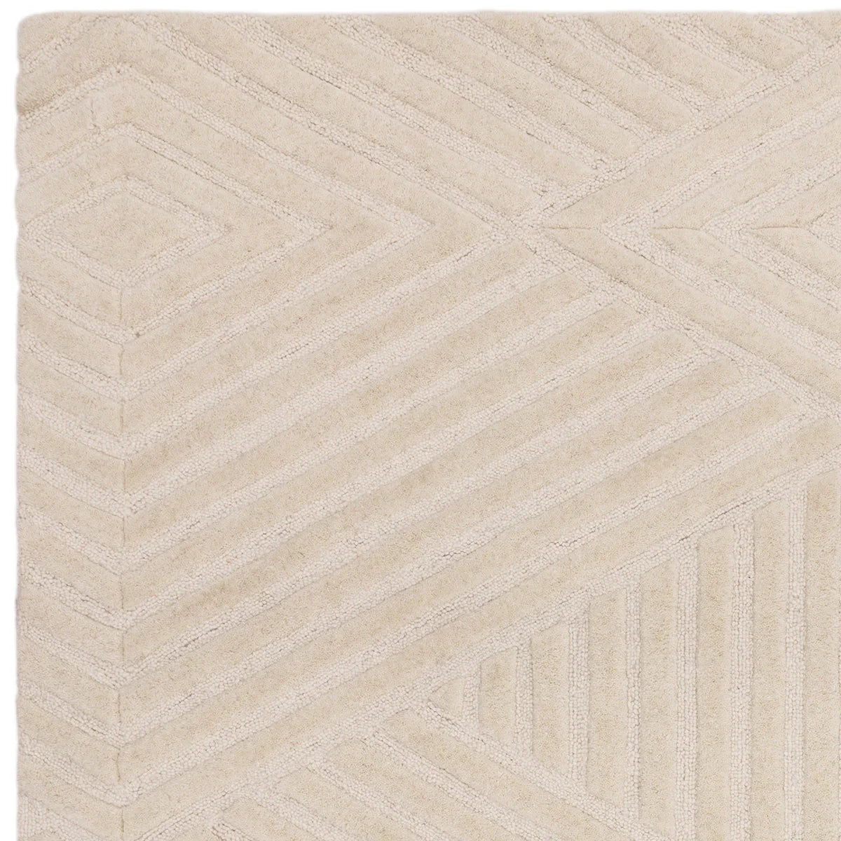 Asiatic Hague Ivory Designer Rug featuring geometric chevron pattern in ivory, cream and beige on ivory background, machine-woven polypropylene