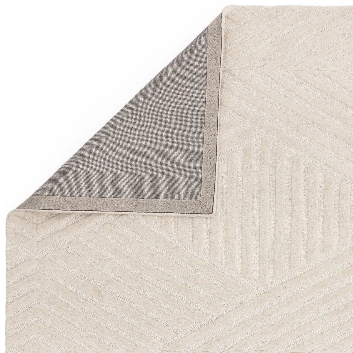 Asiatic Hague Ivory Designer Rug featuring geometric chevron pattern in ivory and taupe on cream background, machine-made rug