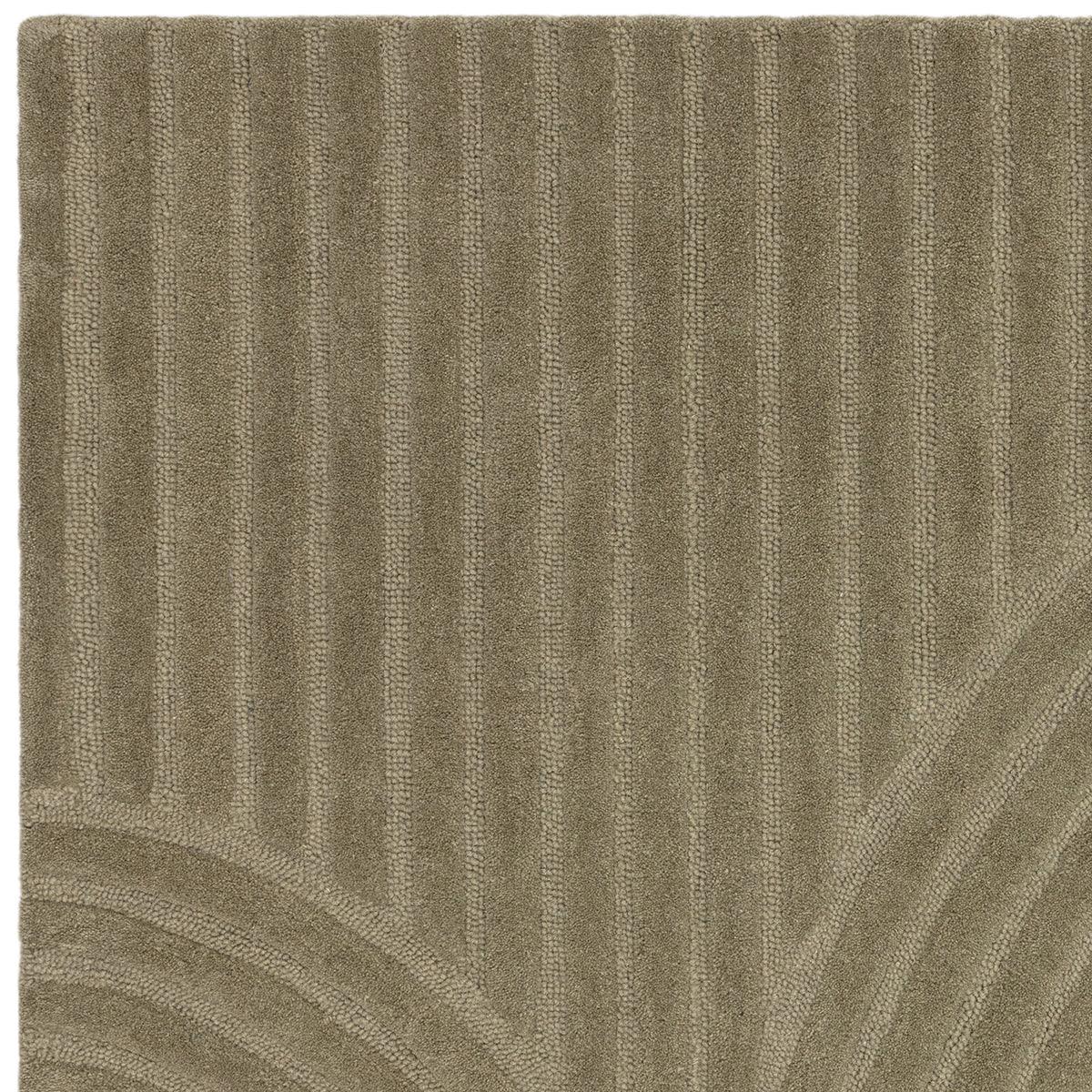 Asiatic Hague Sage Rug featuring vertical ribbed stripe in sage, taupe and beige on beige background; machine-made polypropylene