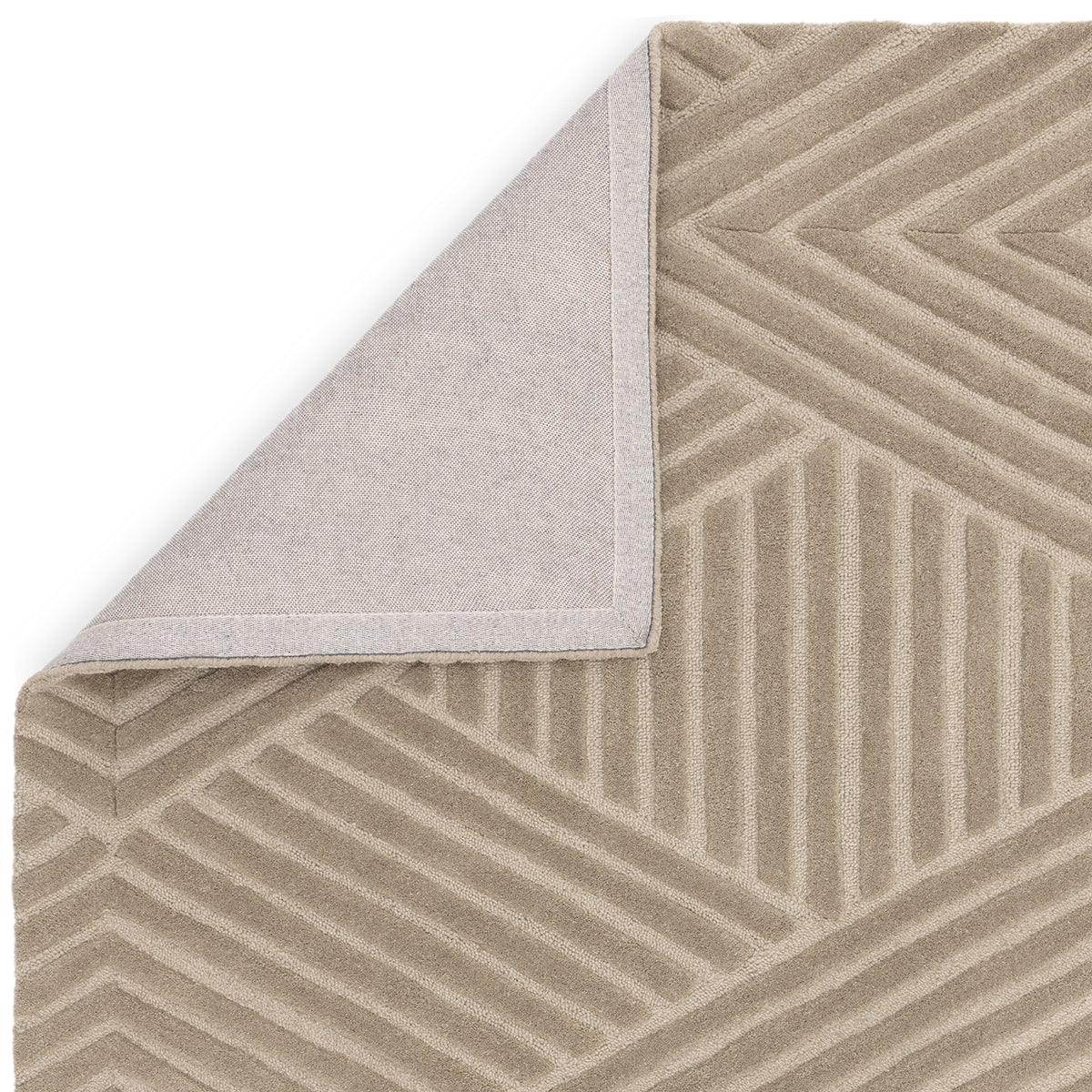 Asiatic Hague Taupe Designer Rug featuring geometric chevron pattern in taupe, beige and cream on taupe background, hand-tufted wool