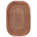 Brown oval-shaped rug on a white background