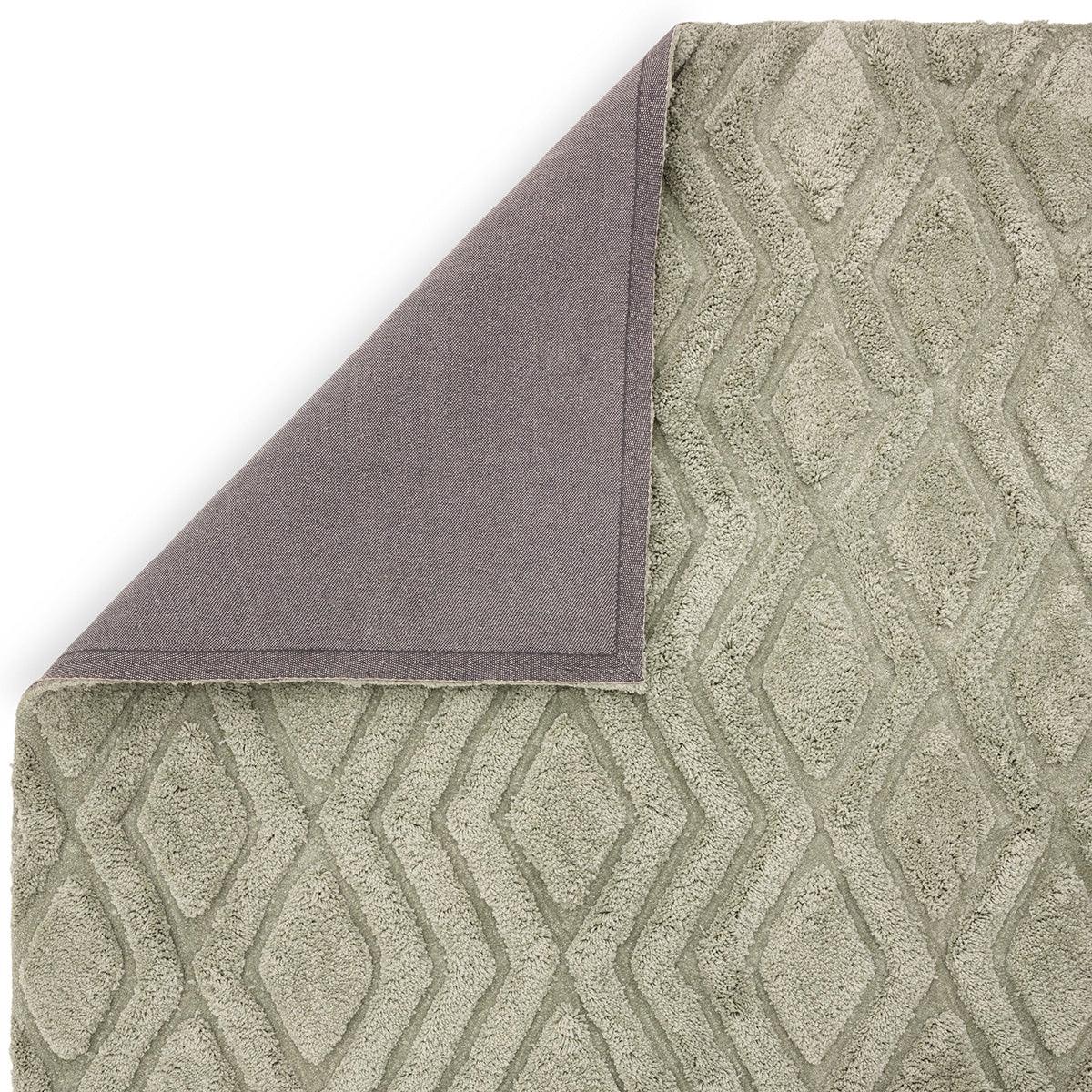 Asiatic Harrison Sage Designer Rug featuring geometric diamond lattice in sage, beige and taupe on cream, machine-made wool