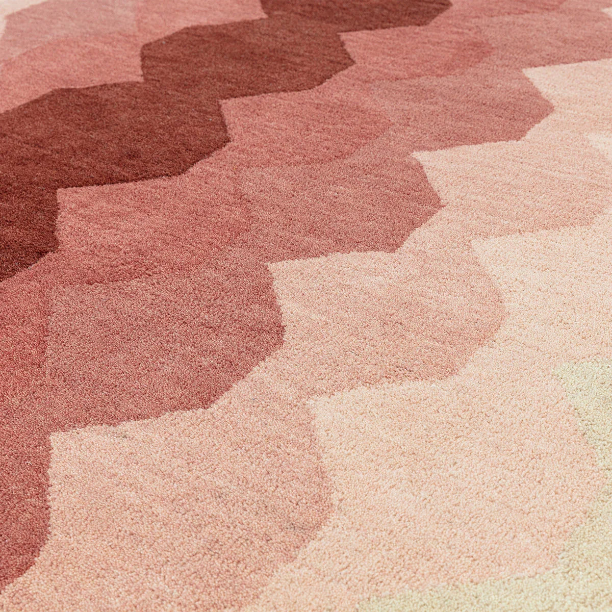 Asiatic Hive Pink Runner Rug featuring hexagonal hive pattern in dark rose and pinks on cream background, hand-tufted wool