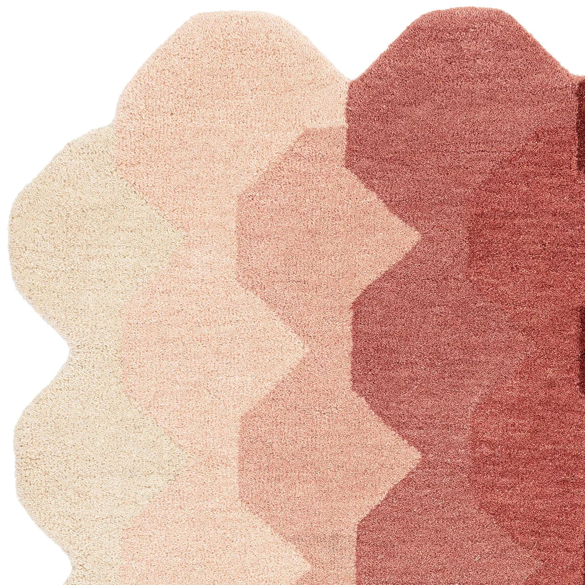 Asiatic Hive Pink Runner rug featuring hive pattern in cream, peach, pink and maroon on white tufted wool