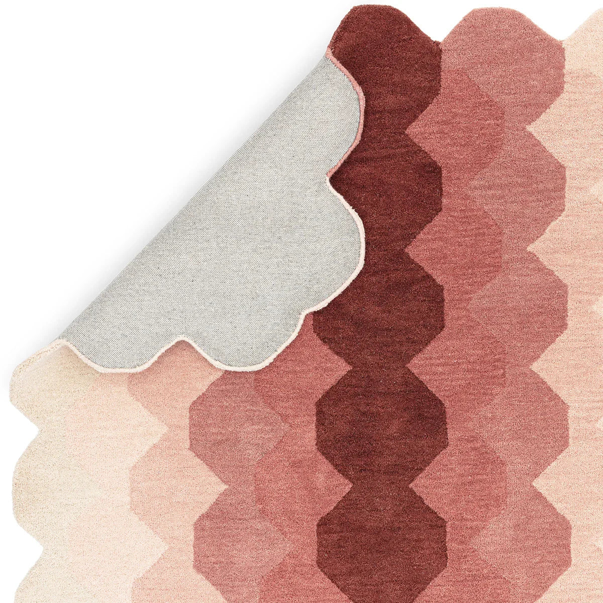 Asiatic Hive Pink Runner Designer Rug featuring honeycomb on dusty rose, pink, burgundy on cream background, tufted wool