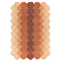 Asiatic Hive Rust Designer Rug featuring honeycomb pattern in cream, beige, rust, burnt orange and chocolate on warm beige, hand-tufted wool