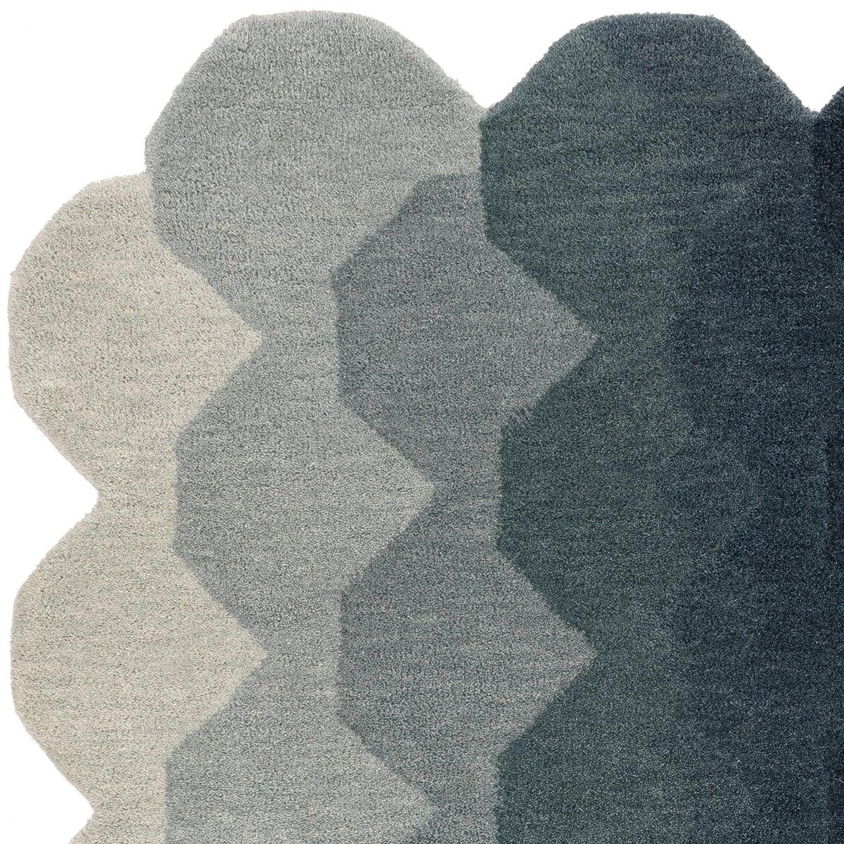Asiatic Hive Teal Runner featuring hive pattern in cream, beige, dove grey, teal on white, hand-tufted wool
