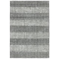 Rug with black and white striped pattern on a white background