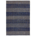 Rug with blue and beige striped pattern on a white background