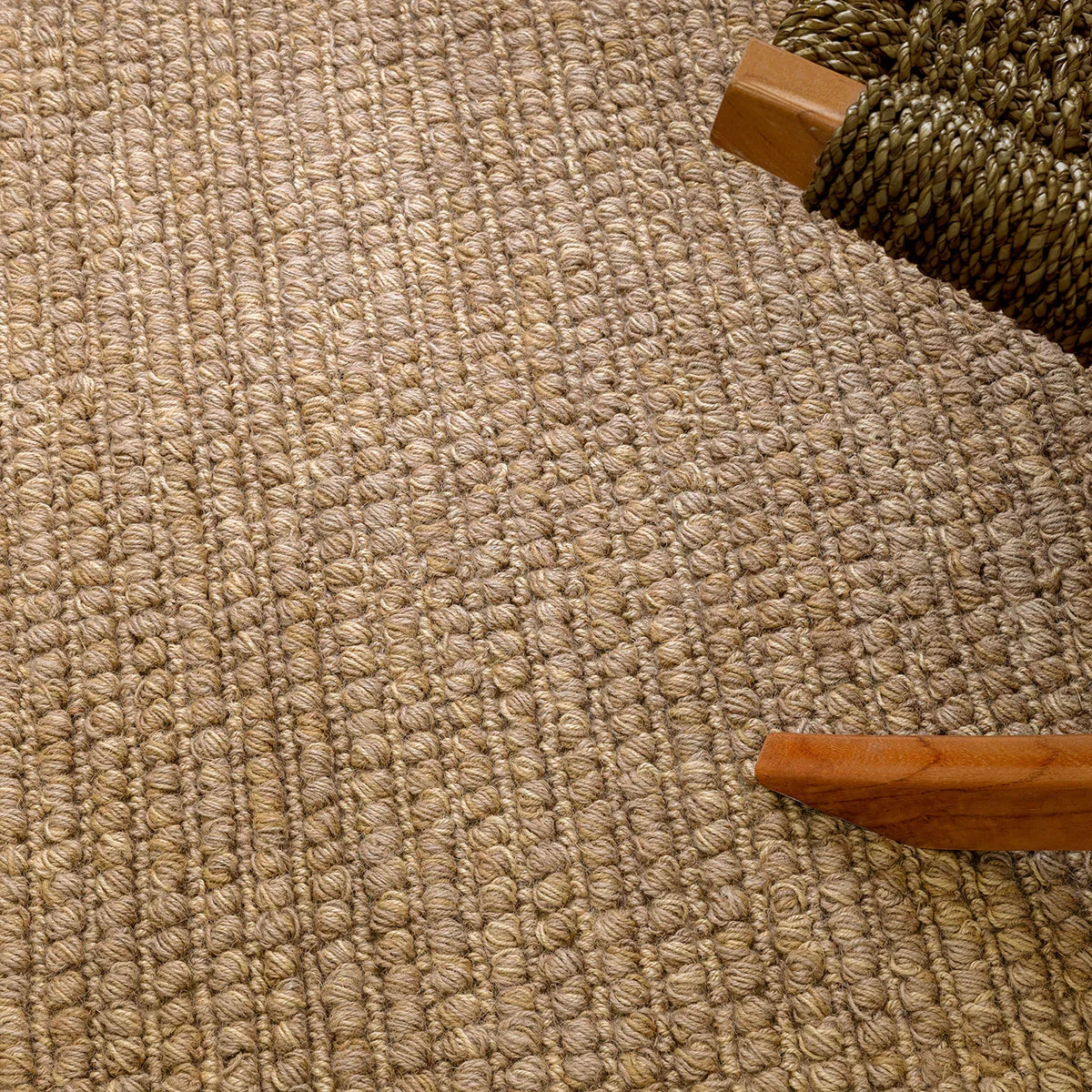 Asiatic Jute Loop Natural Rug featuring textured loop pattern in natural beige and tan on cream background, hand-woven jute