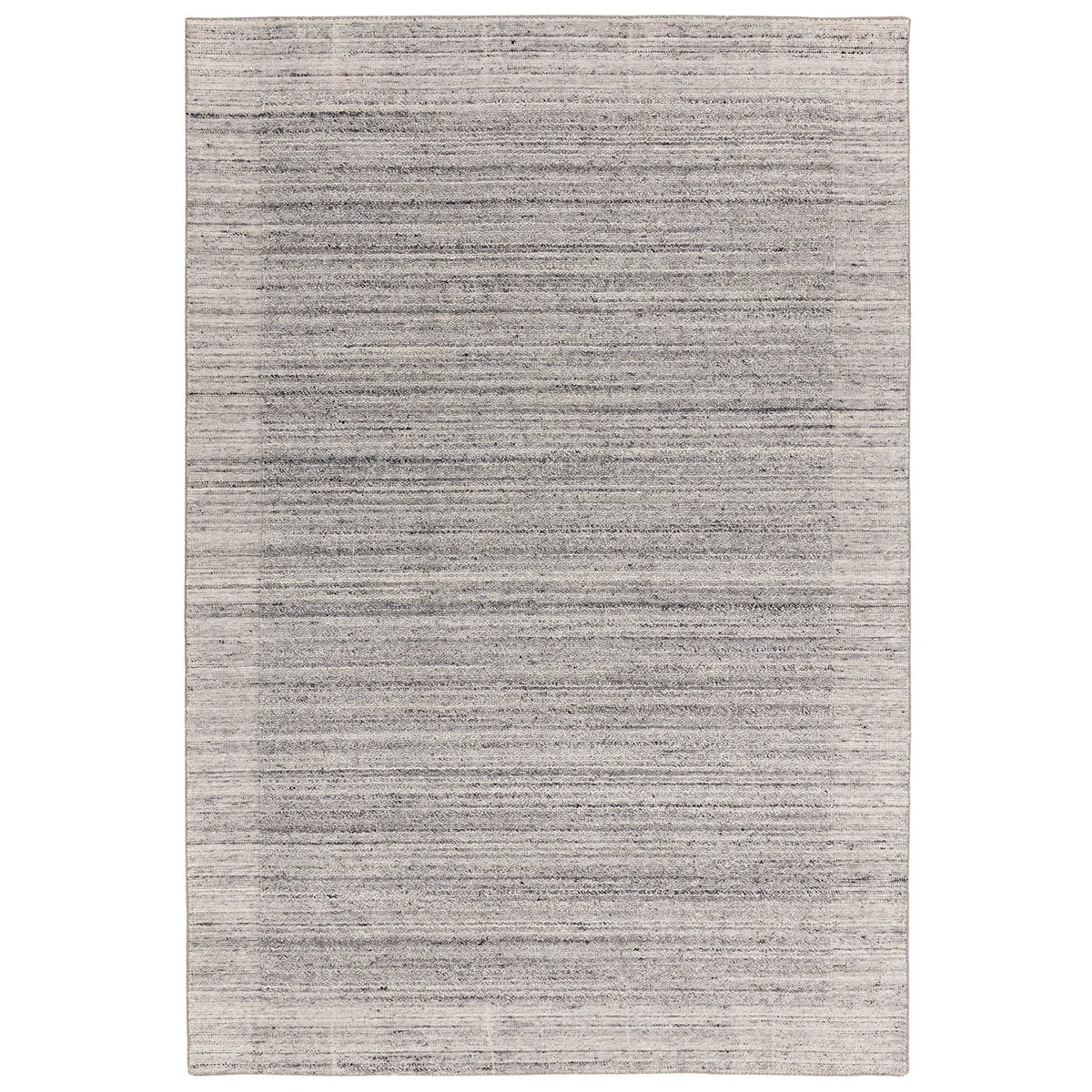 Textured gray area rug on a white background