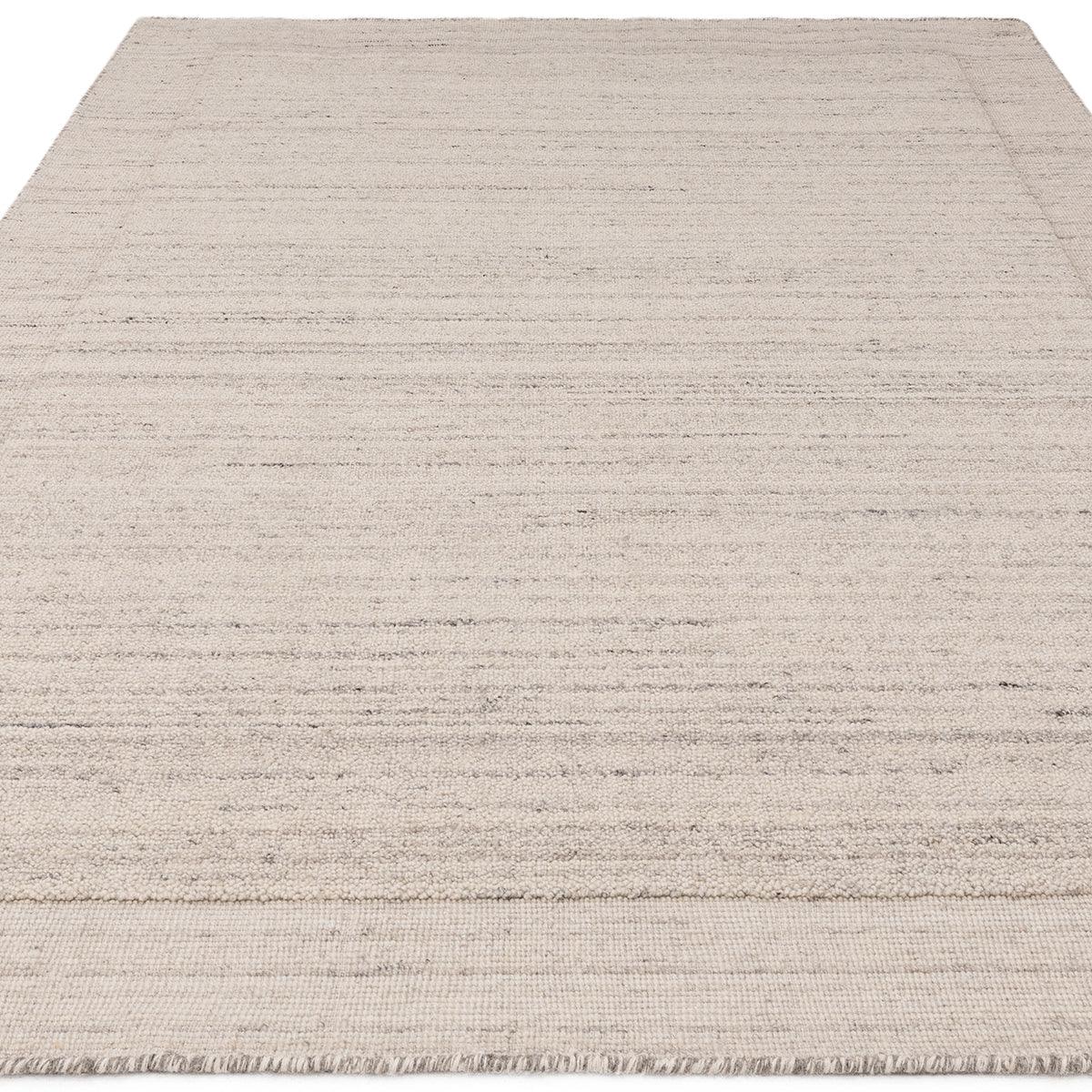Asiatic Larson Ivory Rug featuring subtle striped pattern in ivory, cream and taupe on ivory background, machine-woven wool