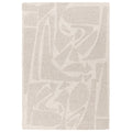 Textured area rug with abstract pattern on a white background