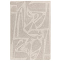Beige and brown abstract patterned rug on a white background
