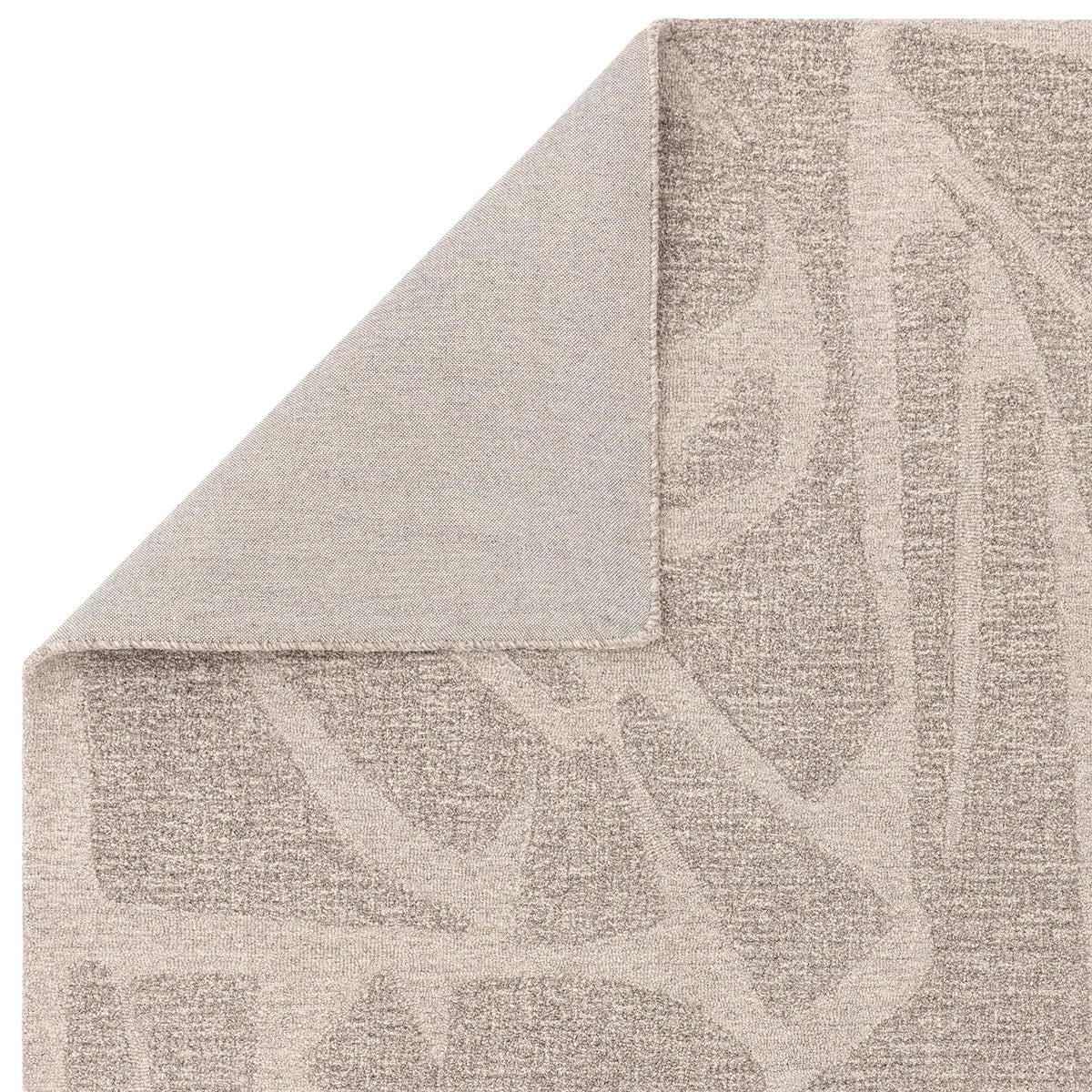 Asiatic Loxley Stone Grey Designer Rug with a subtle geometric pattern in stone grey on beige, hand-tufted wool