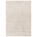 Textured beige rug with geometric pattern on a white background