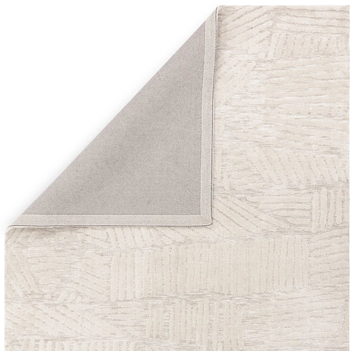 Asiatic Mason Trapezium Designer Rug featuring geometric pattern in cream, taupe and beige on beige background, hand-tufted wool
