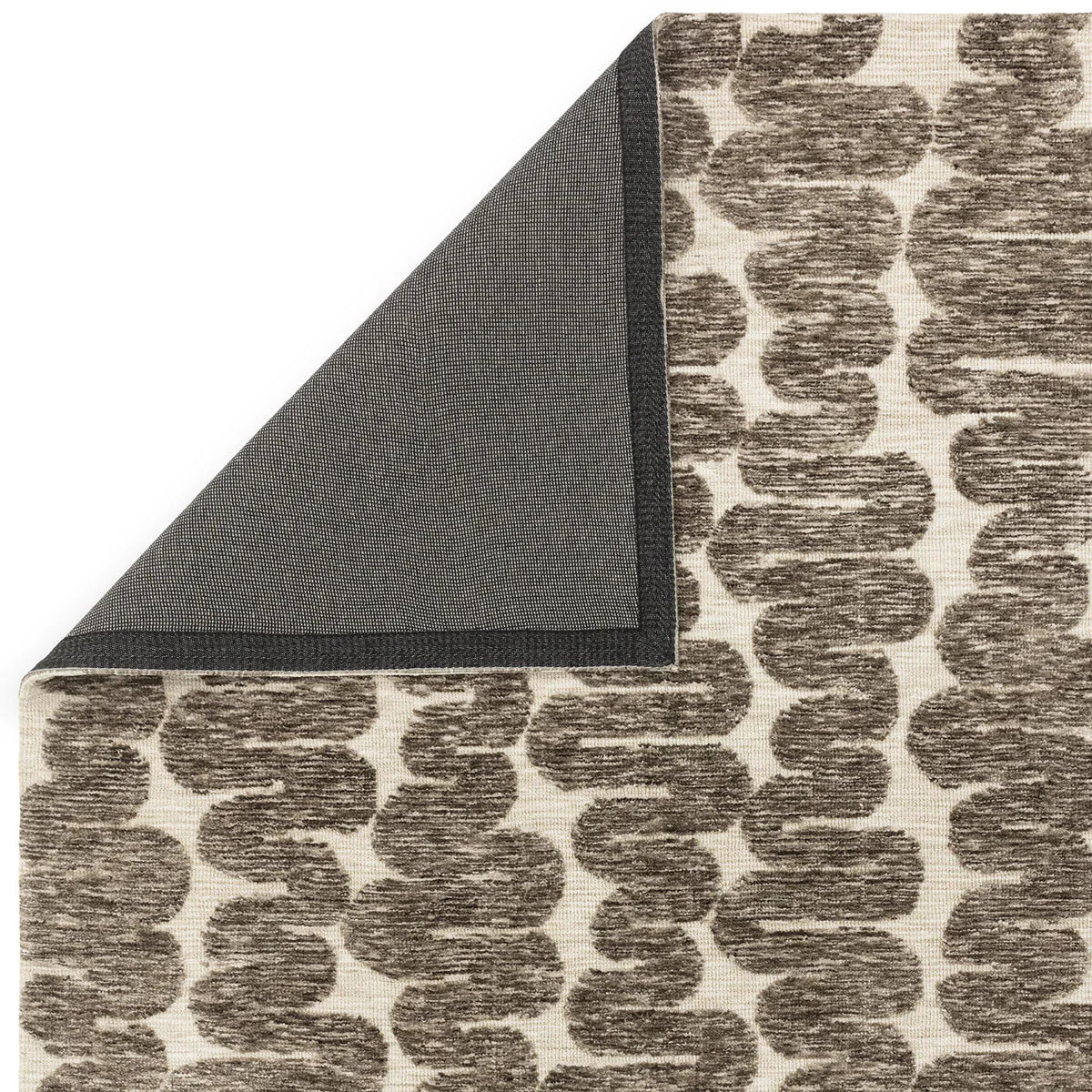Asiatic Mason Wave Designer Rug featuring wave pattern in taupe-brown on cream background, hand-tufted wool