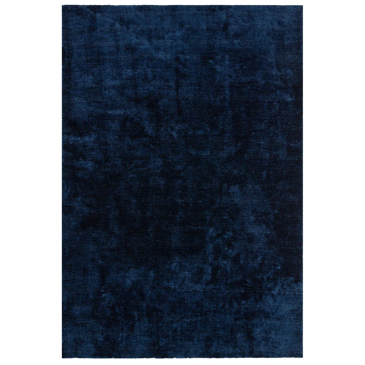 Navy blue rug with a textured pattern on a white background