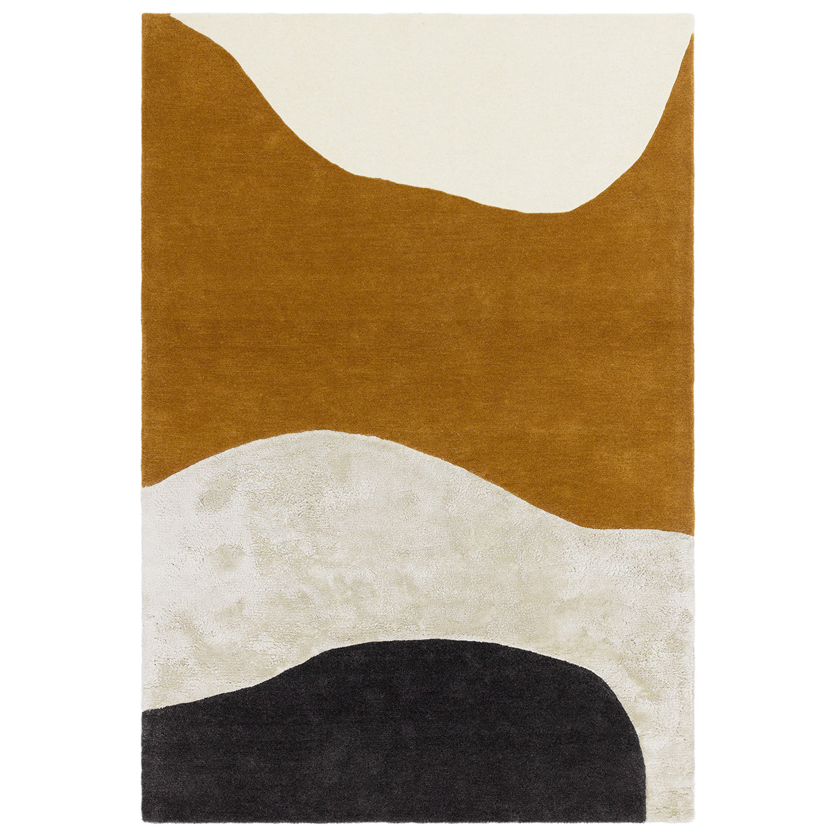 Asiatic Matrix 104 Signature Ochre rectangle rug styled in a living room