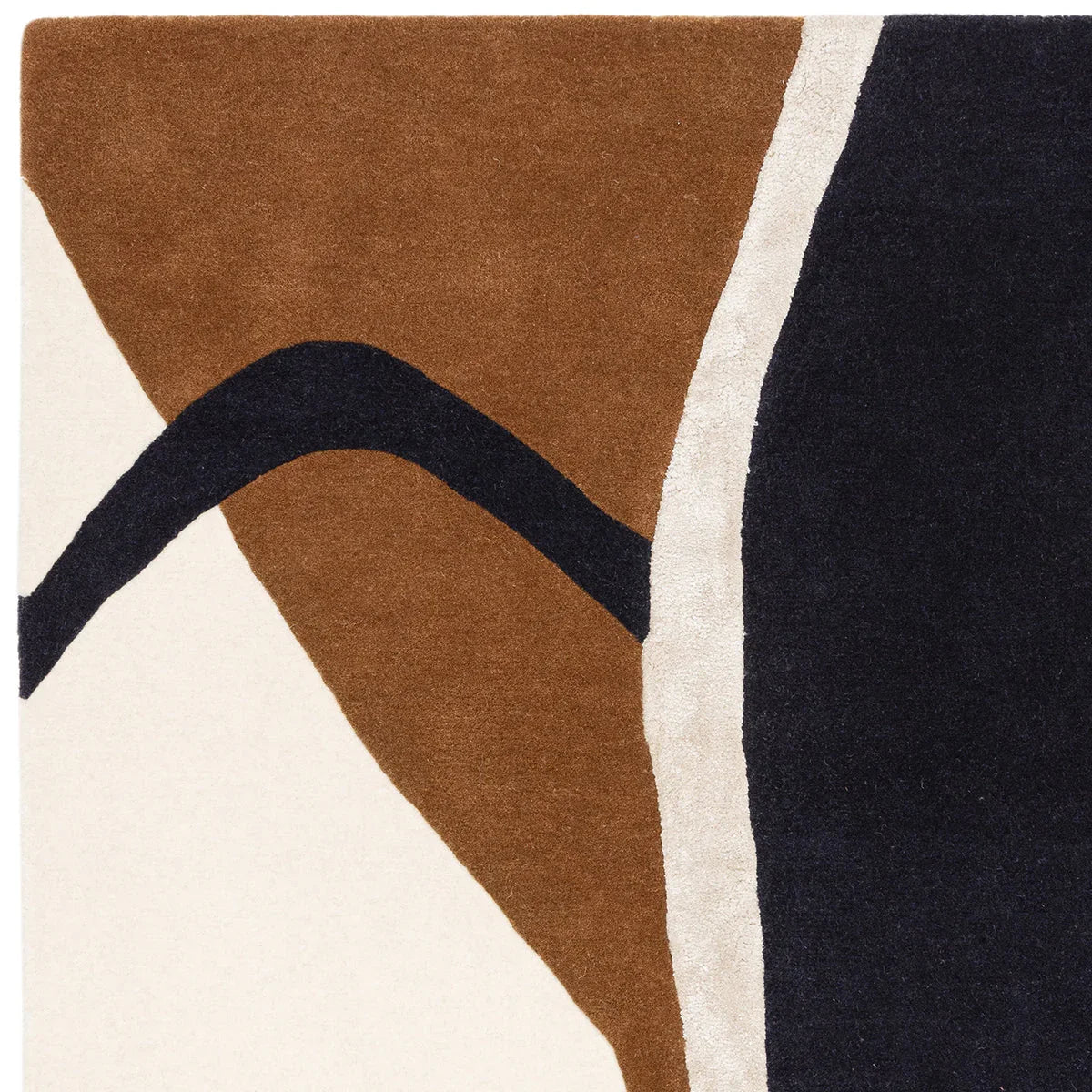Asiatic Matrix Signature Rust Rug featuring abstract geometric pattern in rust brown, navy and cream on beige background, woven rug by Asiatic Carpets London